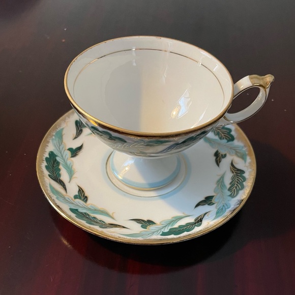 Shafford Japan Teal Green Leaf Teacup & Sauce - Picture 3 of 11